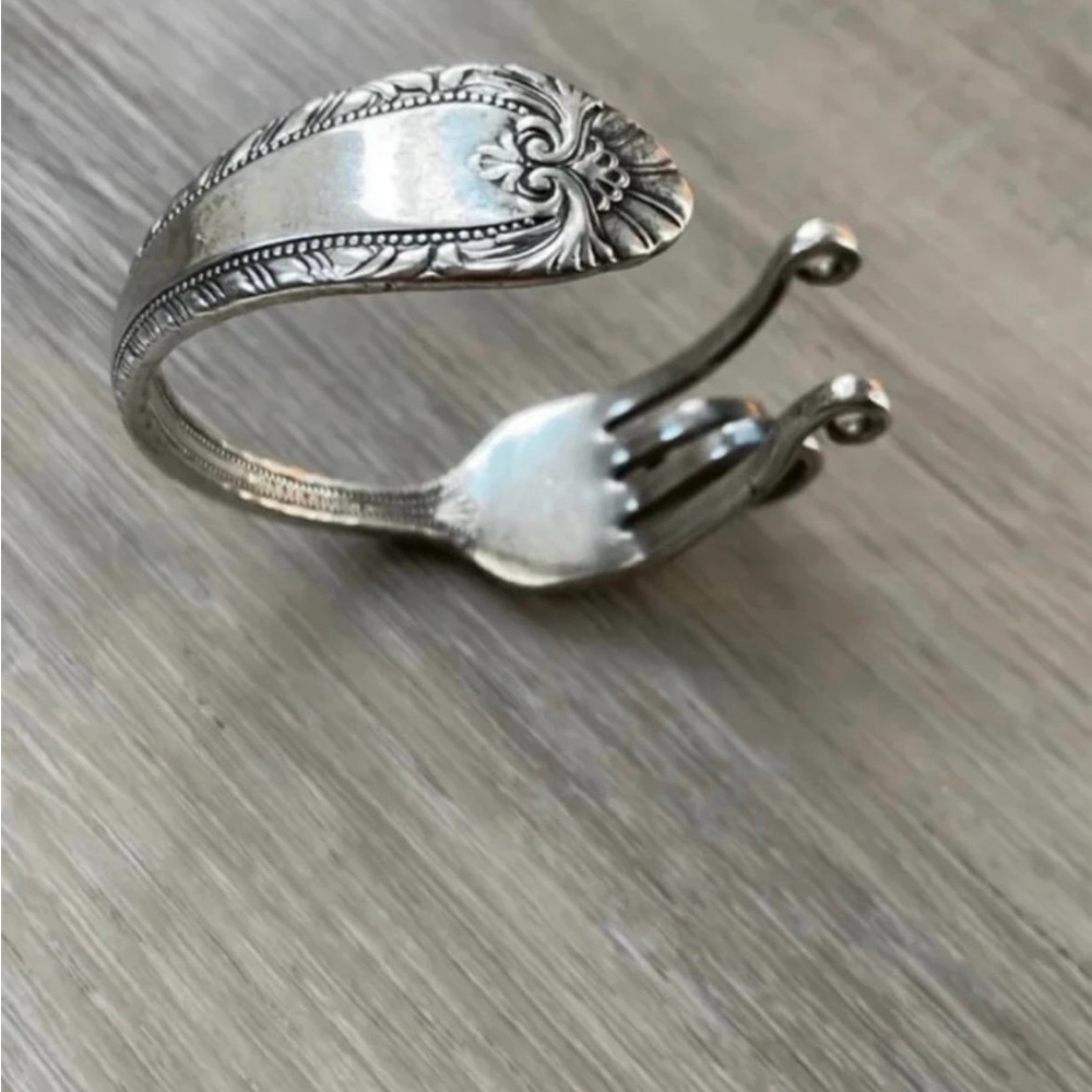 Vintage Silver Curled Fork Bracelet